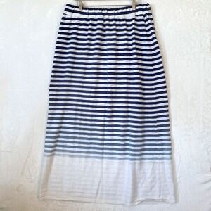 Lane Bryant Striped Maxi Skirt Blue White Ombre Elastic Waist Cotton Blend 18 20
